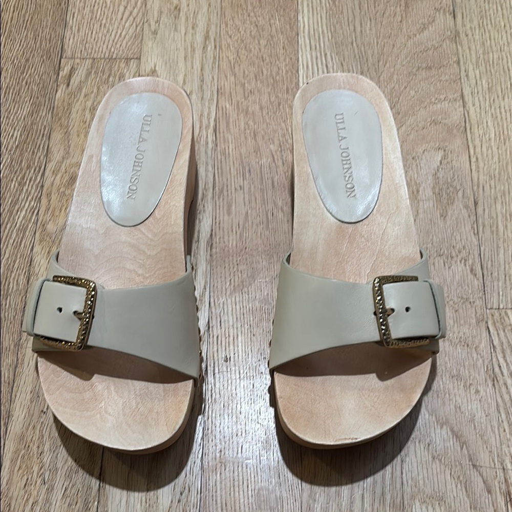 ULLA JOHNSON Sicily wooden heel leather strap sandals size 6